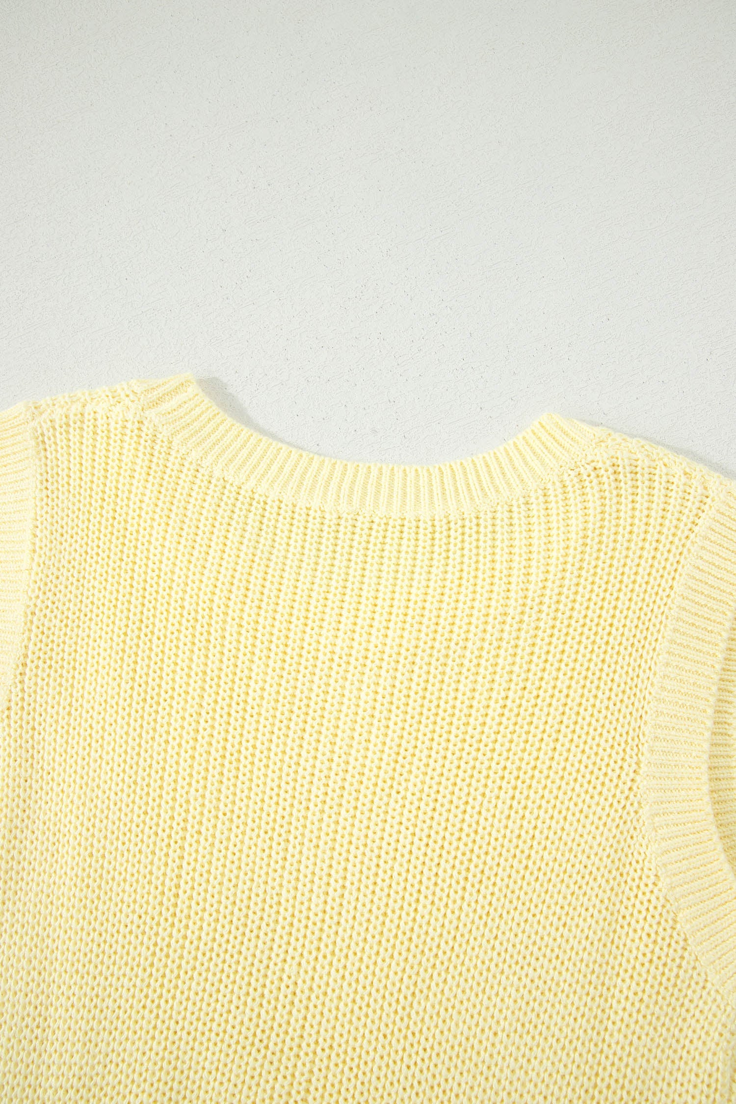 Yellow Cream Solid Color Cropped Knit Knot Back Cutout Sweater Tank