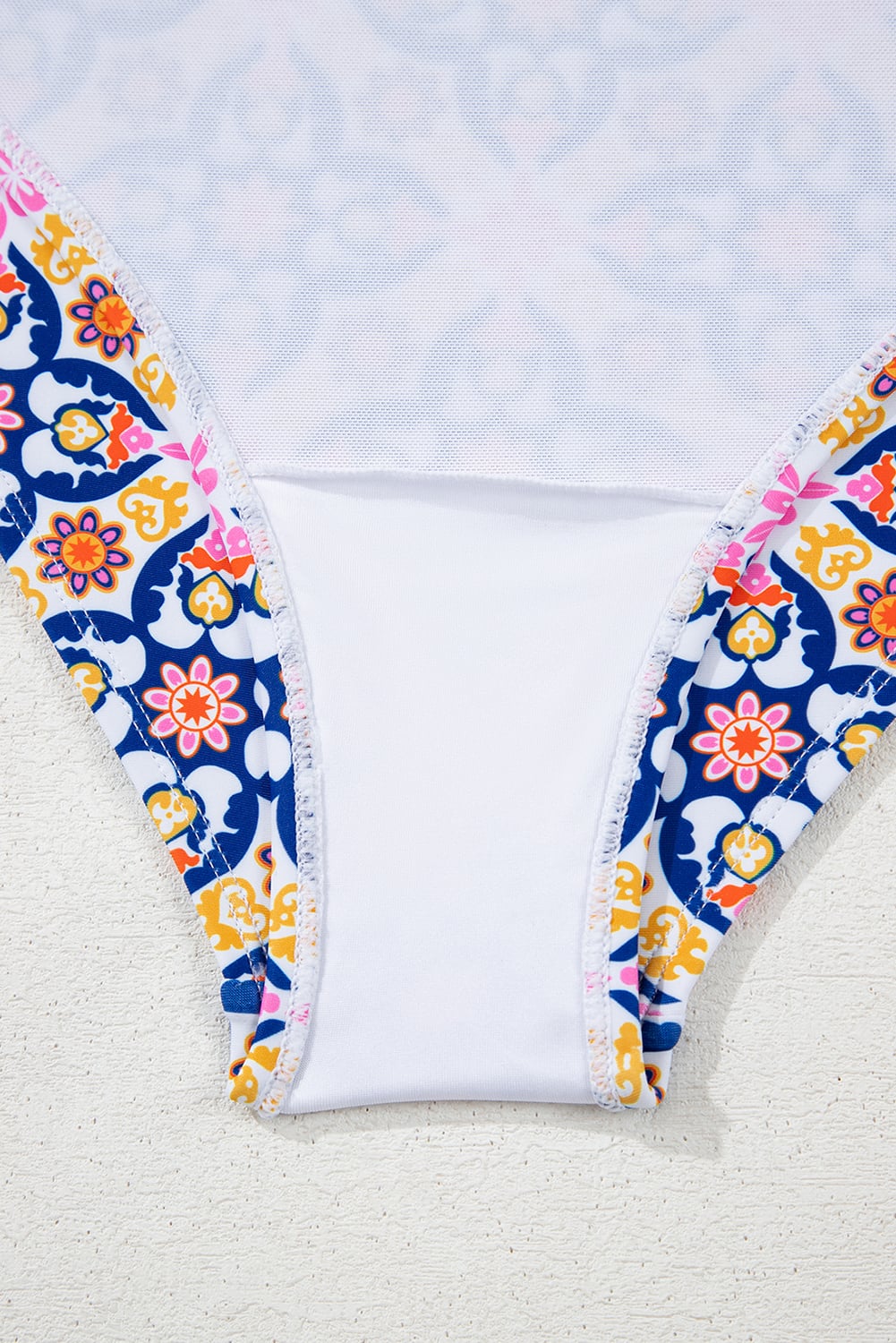 Yellow Floral Print V Neck One Piece Swimsuit