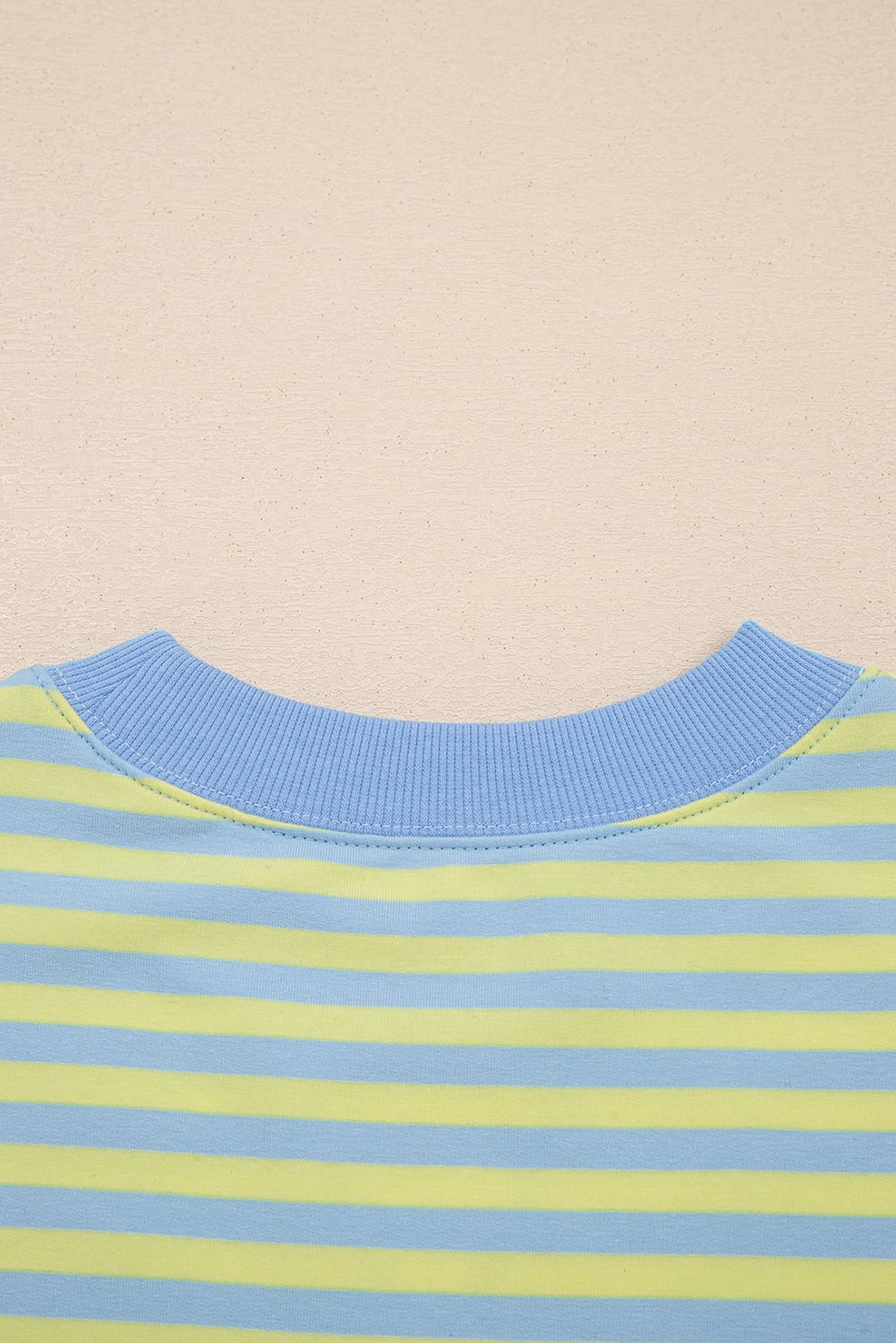 Yellow Stripe Color Block Detail Long Sleeve Pullover Elastic Waist Pull On Shorts 2pcs Set