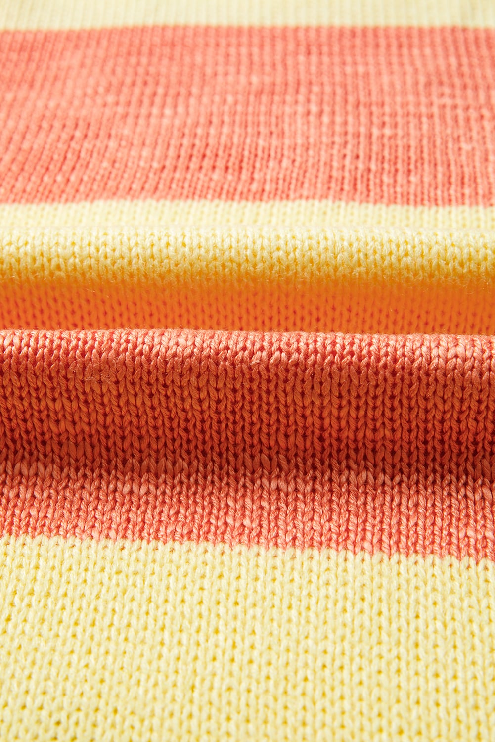 Yellow Stripe Contrasting Trim Round Neck Oversize Sweater