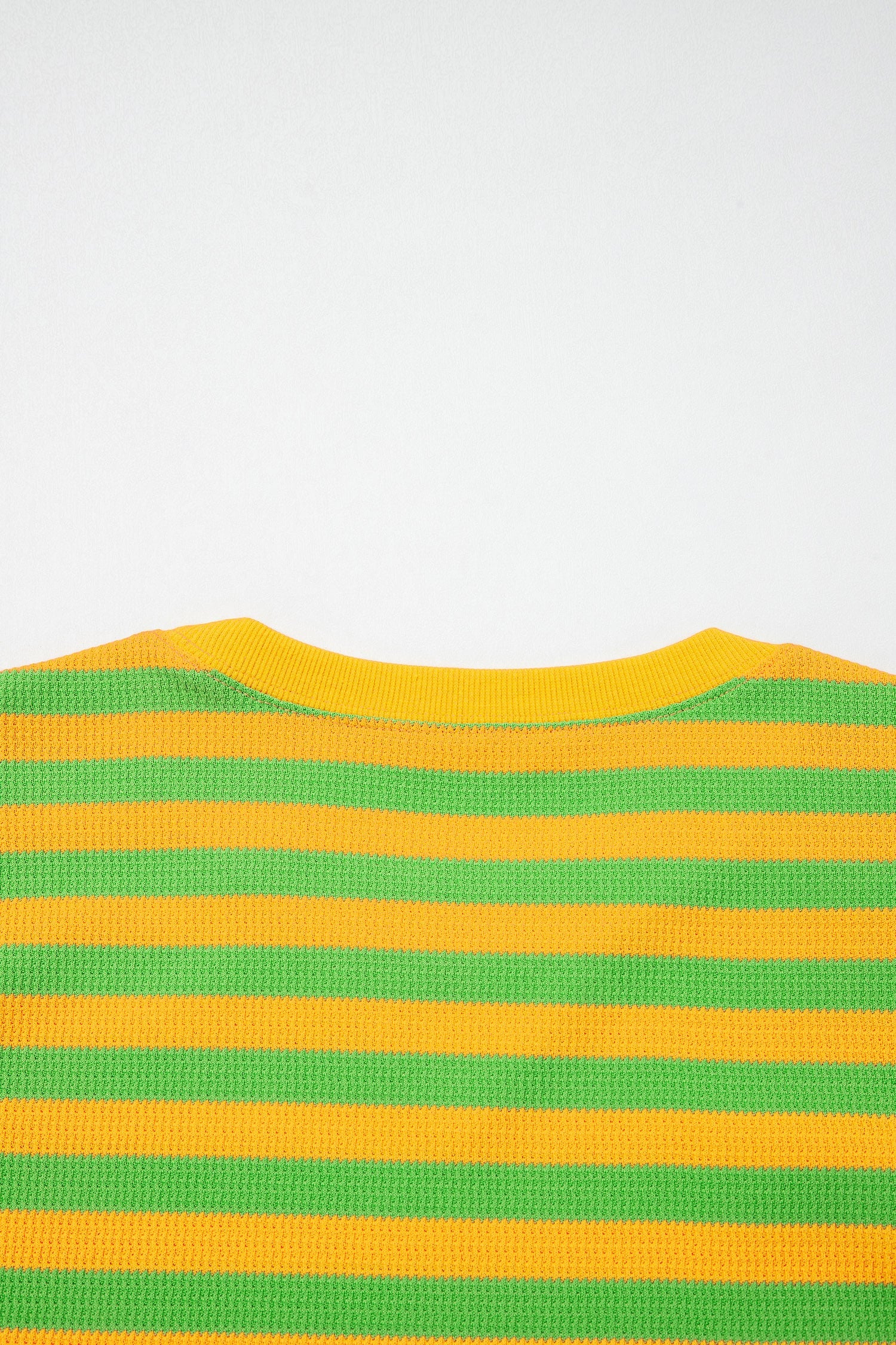 Yellow Stripe Puff Short Sleeve T Shirt Matching Shorts Set