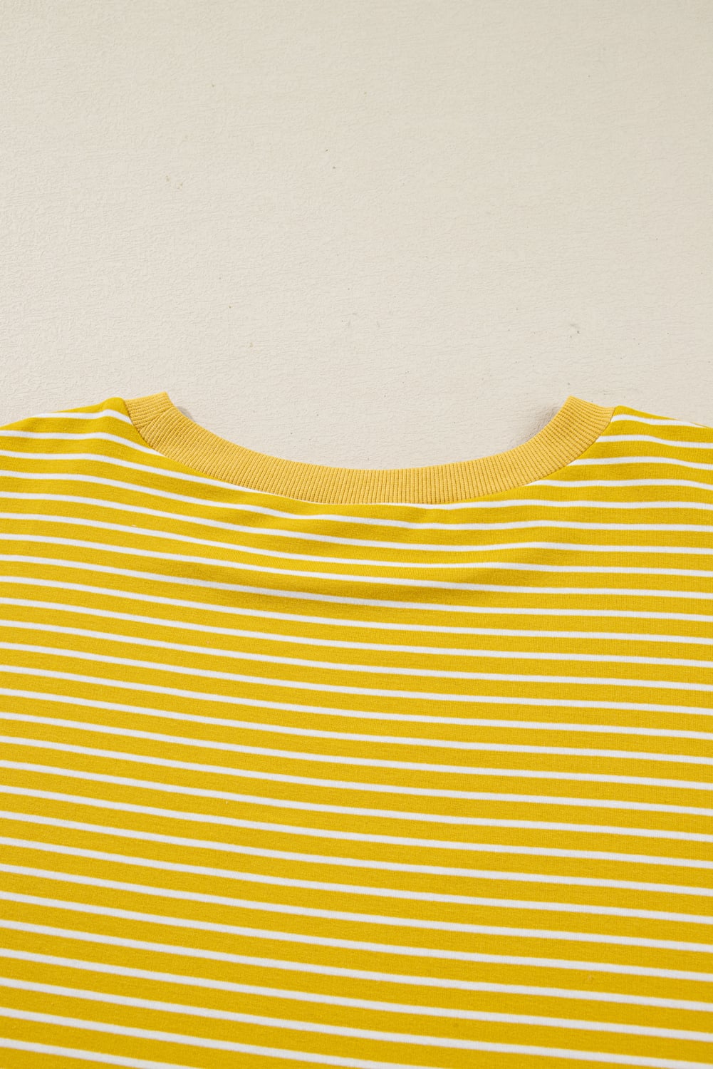 Yellow Stripe Striped Contrast Floral Sleeve Patchwork Plus Size Loose Top