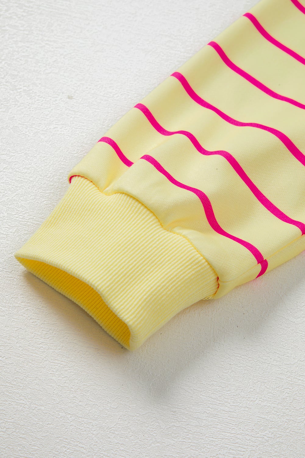 Yellow Stripe Stylish Overlap Detail Drop Shoulder Pullover Sweatshirt