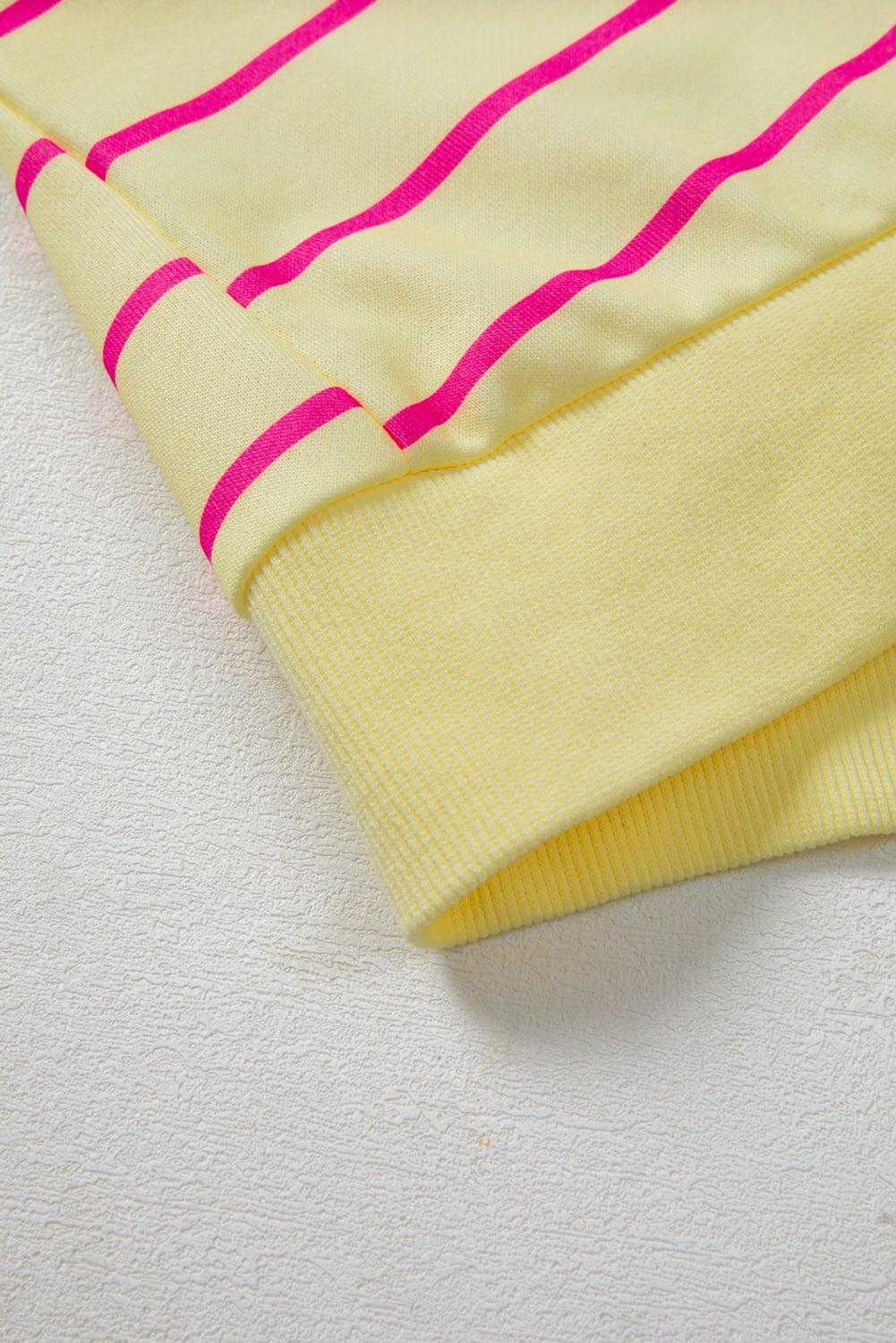 Yellow Stripe Stylish Overlap Detail Drop Shoulder Pullover Sweatshirt